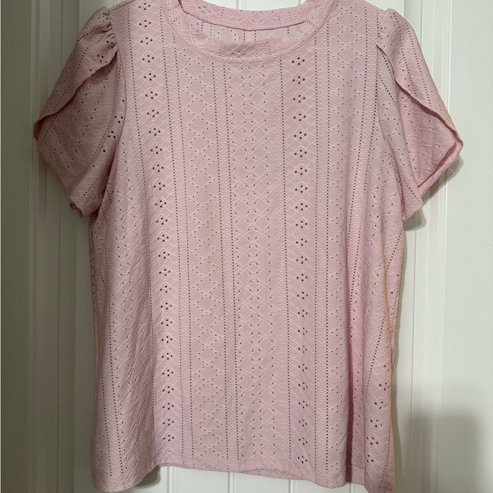 Pink Eyelet Lace Women's Top